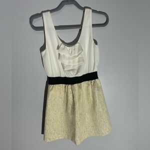 BCX Dress with White Top Half and Gold Bottom Half.  Size medium
